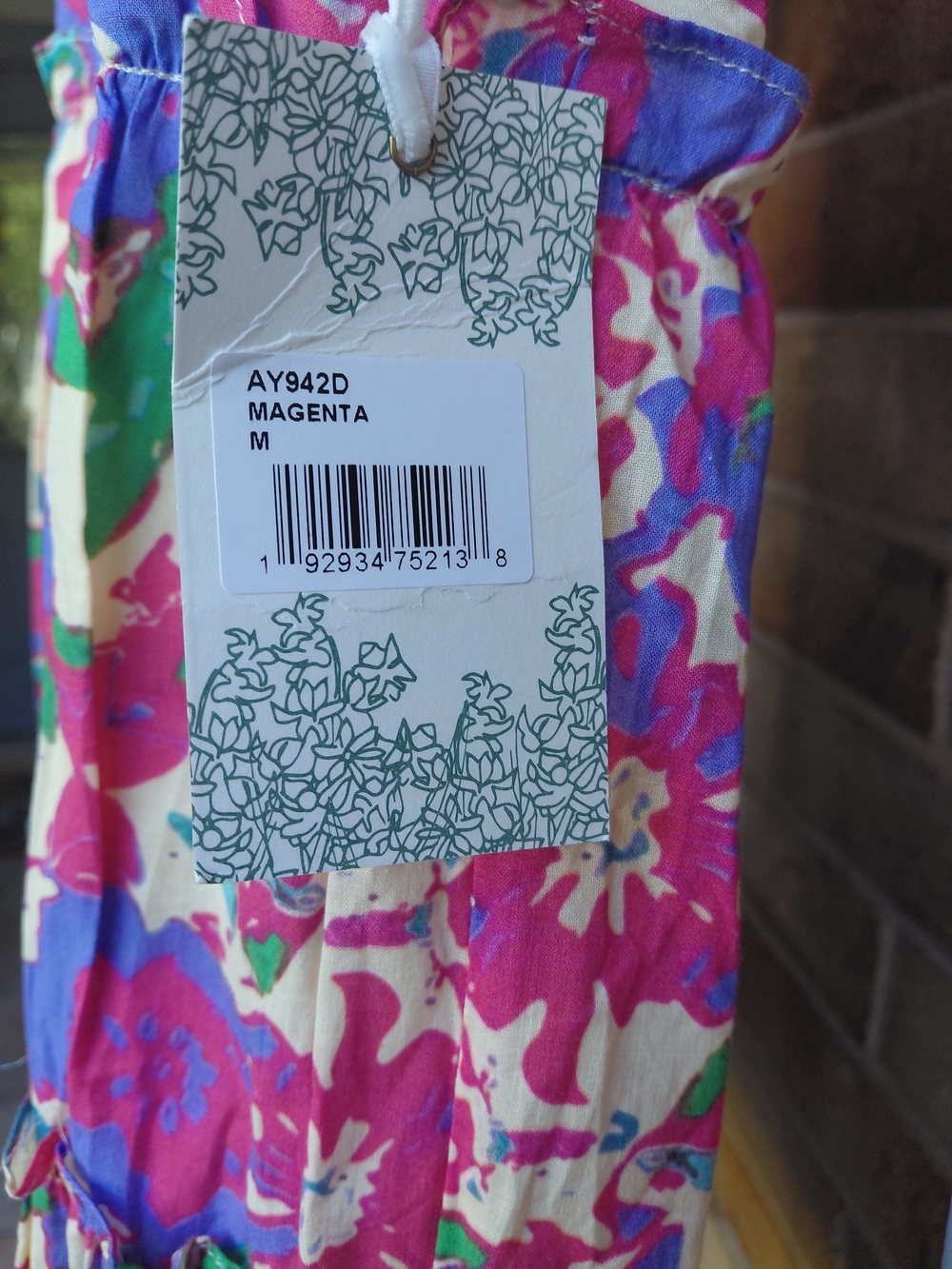 Floral Puff-Sleeve Tiered Dress in Purple & Pink #B32 - Picture 6 of 9